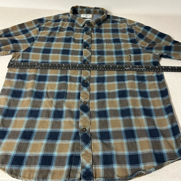 Billabong Shirt Mens XL Navy Blue Brown Plaid Flannel Core Fit - Picture 11 of 11